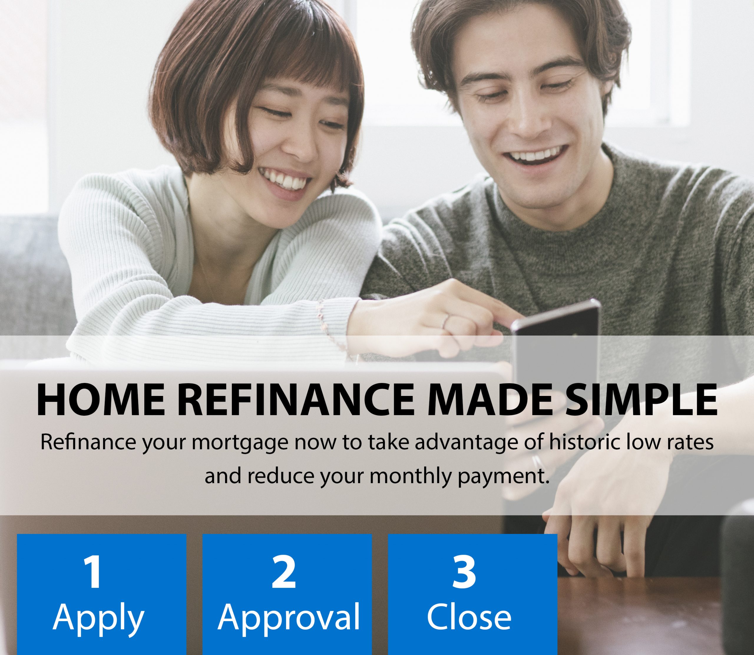 HOME REFINANCE MADE SIMPLE Refinance your mortgage now to take advantage of historic low rates and reduce your monthly payment.