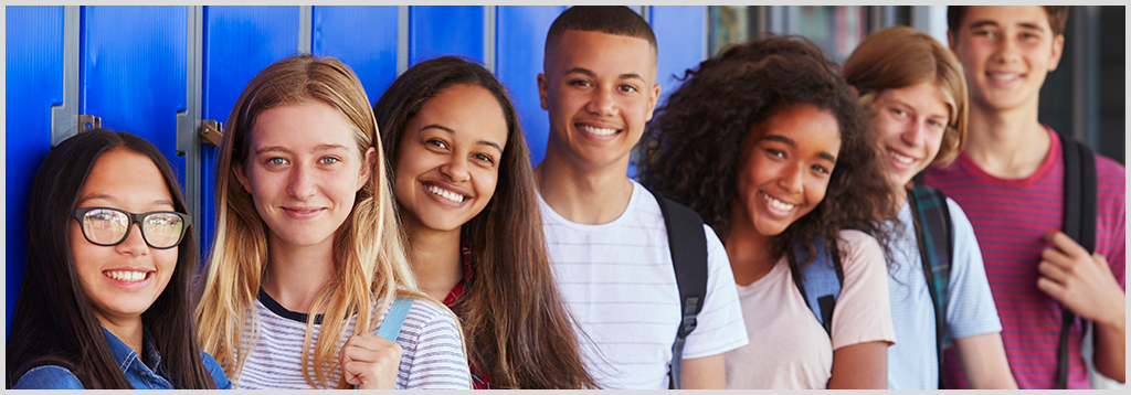 Students standing by lockers